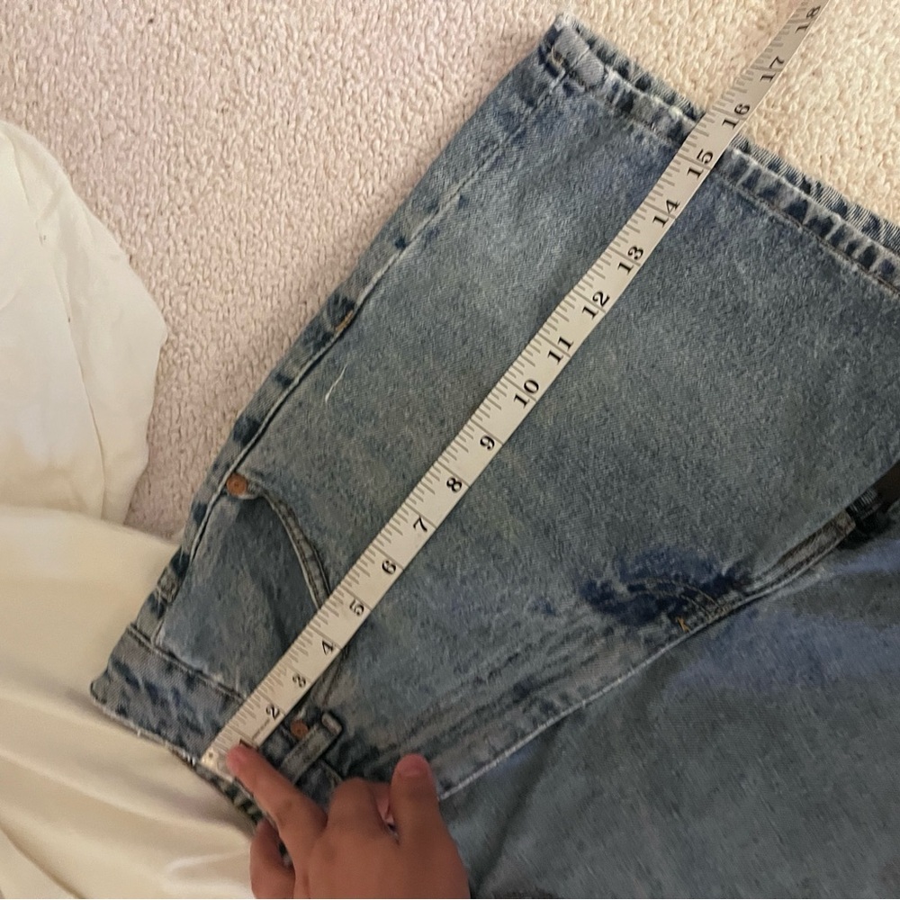 Zara high rise Light Blue Denim summer Shorts size 2 (some stain ) - Picture 6 of 6